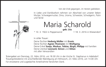 Anzeige von Maria Scharold von MGO