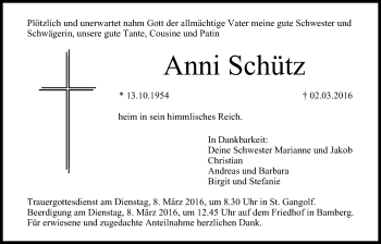 Anzeige von Anni Schütz von MGO