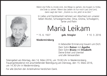 Anzeige von Maria Leikam von MGO
