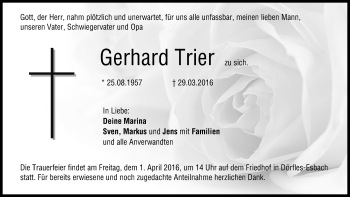 Anzeige von Gerhard Trier von MGO