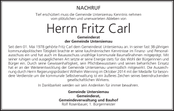 Anzeige von Fritz Carl von MGO