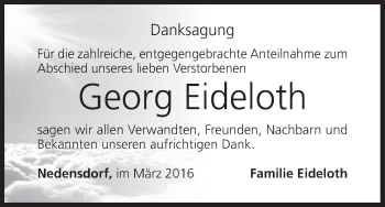 Anzeige von Georg Eideloth von MGO