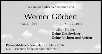 Anzeige von Werner Görbert von MGO
