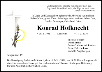 Anzeige von Konrad Hofknecht von MGO