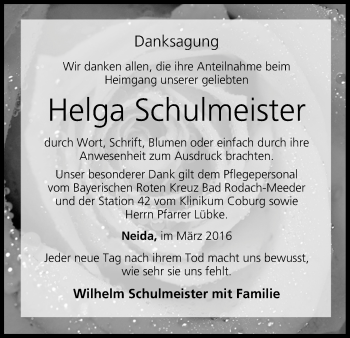 Anzeige von Helga Schulmeister von MGO