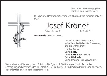 Anzeige von Josef Kröner von MGO