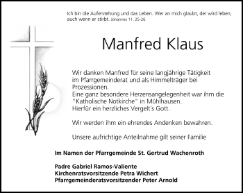 Anzeige von Manfred Klaus von MGO
