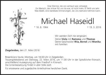 Anzeige von Michael Haseidl von MGO