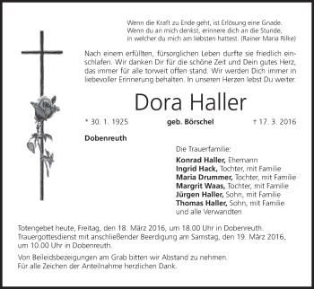 Anzeige von Dora Haller von MGO