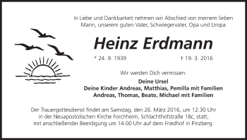 Anzeige von Heinz Erdmann von MGO