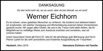 Anzeige von Werner Eichhorn von MGO