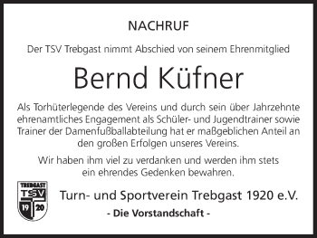 Anzeige von Bernd Küfner von MGO