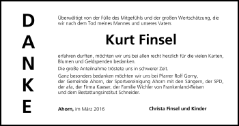 Anzeige von Kurt Finsel von MGO