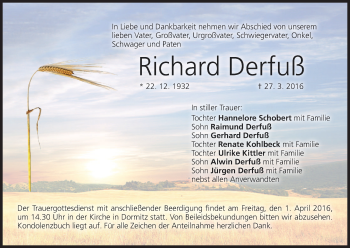 Anzeige von Richard Derfuß von MGO