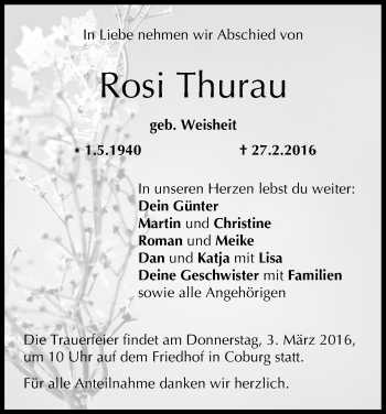 Anzeige von Rosi Thurau von MGO