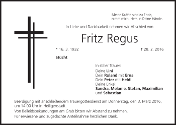 Anzeige von Fritz Regus von MGO