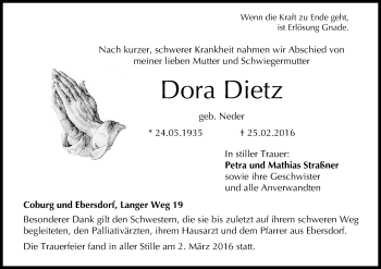 Anzeige von Dora Dietz von MGO