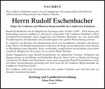 Anzeige von Rudolf Eschenbacher von MGO