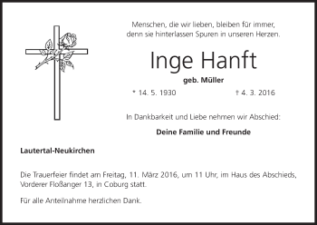 Anzeige von Inge Hanft von MGO