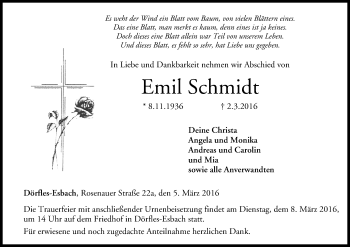 Anzeige von Emil Schmidt von MGO