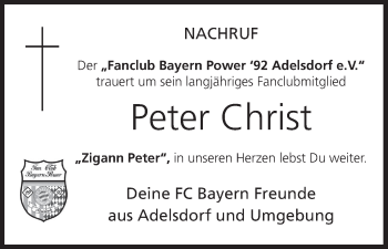 Anzeige von Peter Christ von MGO