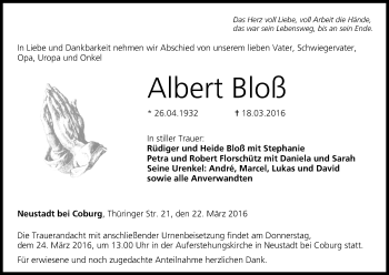 Anzeige von Albert Bloß von MGO