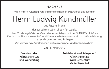 Anzeige von Ludwig Kundmüller von MGO