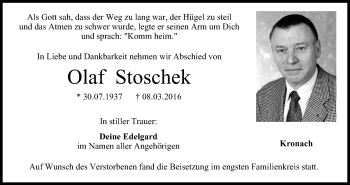Anzeige von Olaf Stoschek von MGO