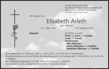 Anzeige von Elisabeth Arleth von MGO