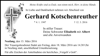 Anzeige von Gerhard Kotschenreuther von MGO