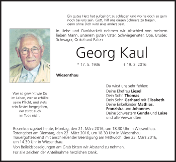 Anzeige von Georg Kaul von MGO
