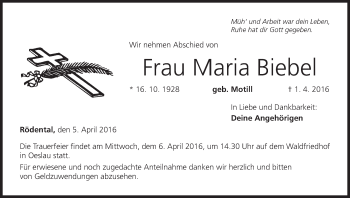Anzeige von Maria Biebel von MGO
