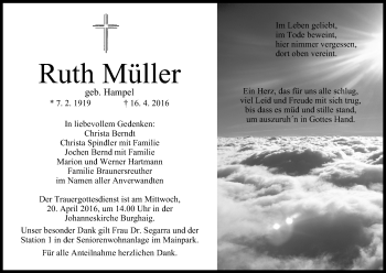 Anzeige von Ruth Müller von MGO