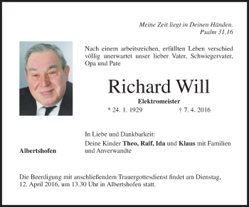 Anzeige von Richard Will von MGO