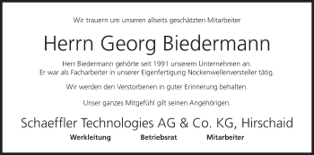Anzeige von Georg Biedermann von MGO
