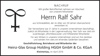 Anzeige von Ralf Sahr von MGO