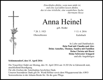 Anzeige von Anna Heinel von MGO