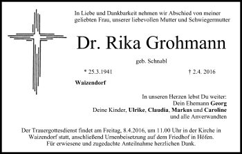 Anzeige von Rika Grobmann von MGO