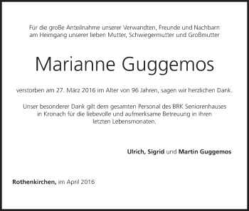 Anzeige von Marianne Guggemos von MGO