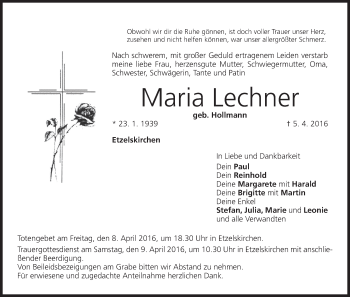 Anzeige von Maria Lechner von MGO