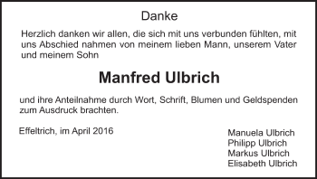 Anzeige von Manfred Ulbrich von MGO