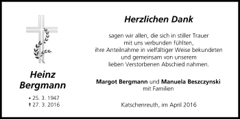 Anzeige von Heinz Bergmann von MGO
