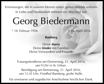 Anzeige von Georg Biedermann von MGO