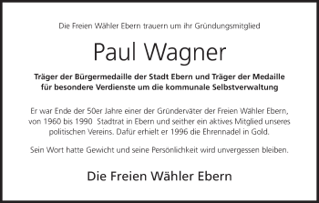 Anzeige von Paul Wagner von MGO
