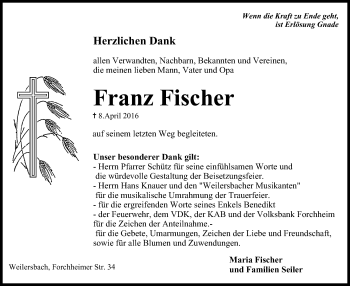 Anzeige von Franz Fischer von MGO