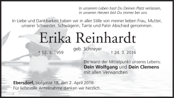 Anzeige von Erika Reinhardt von MGO