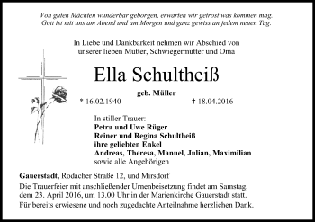 Anzeige von Ella Schultheiß von MGO