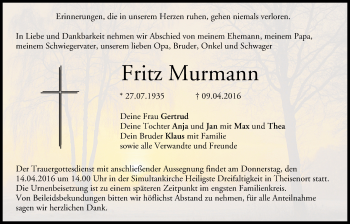 Anzeige von Fritz Murmann von MGO