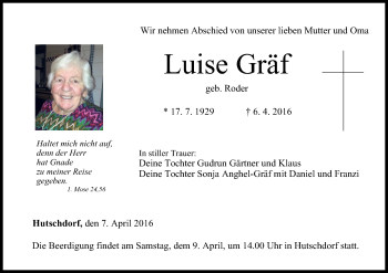 Anzeige von Luise Gräf von MGO