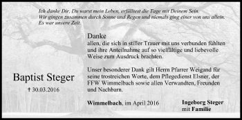 Anzeige von Baptist Steger von MGO